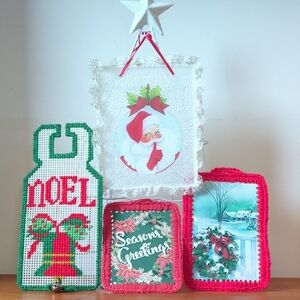 Vintage Christmas Cards And Handmade  Kitsch Sign